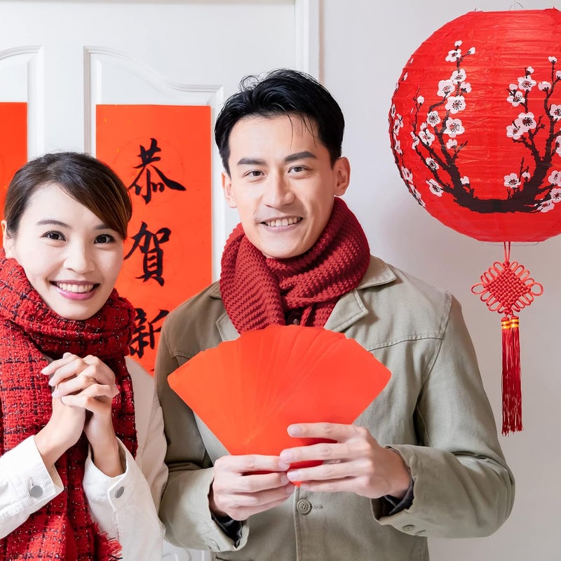 Fumete 20 Pcs 12" Chinese Japanese Paper Lanterns and 8" Red Chinese New Year Lanterns Japanese Hibachi Party Decor Cherry Blossom Hanging Decorations for Spring Festival Home Restaurant(Red, White) - Image 4